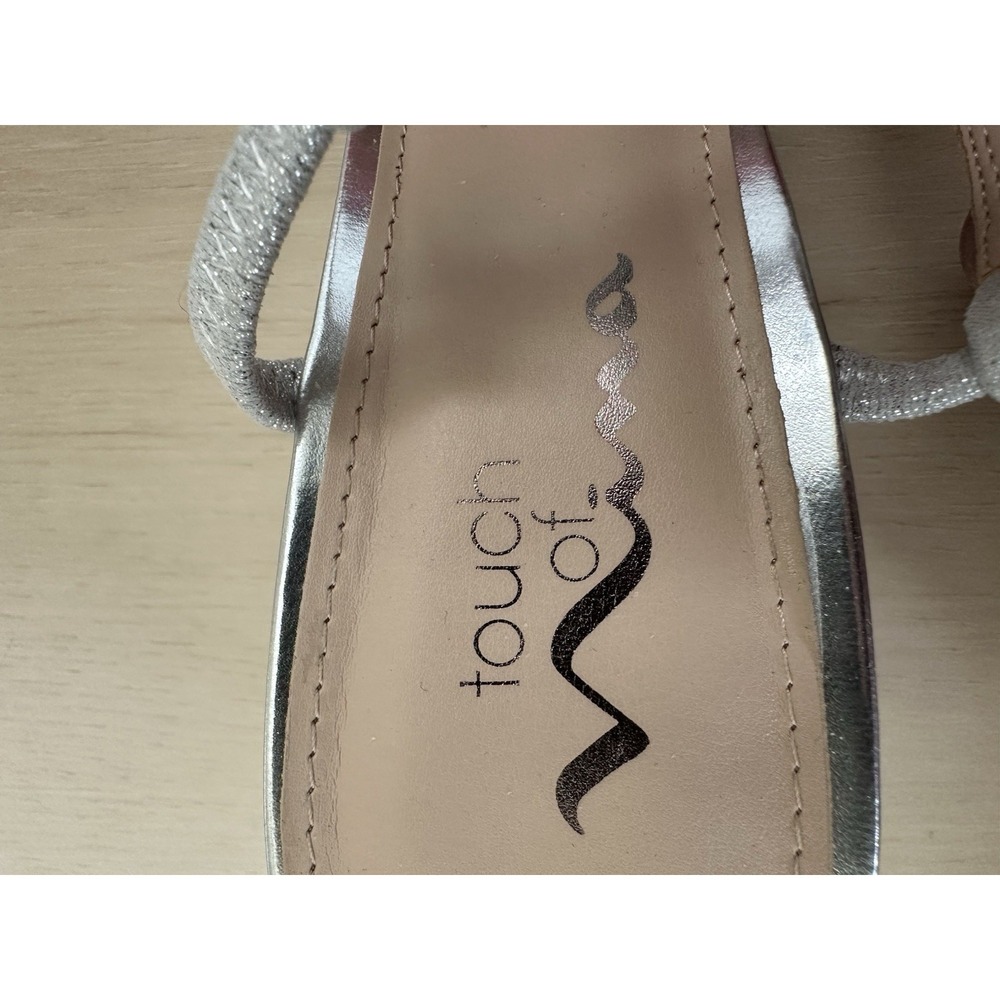 Nina Strappy Wedge Sandal Silver Rhinestone Buckle Ankle Strap US 8M EU 38 - Picture 6 of 7